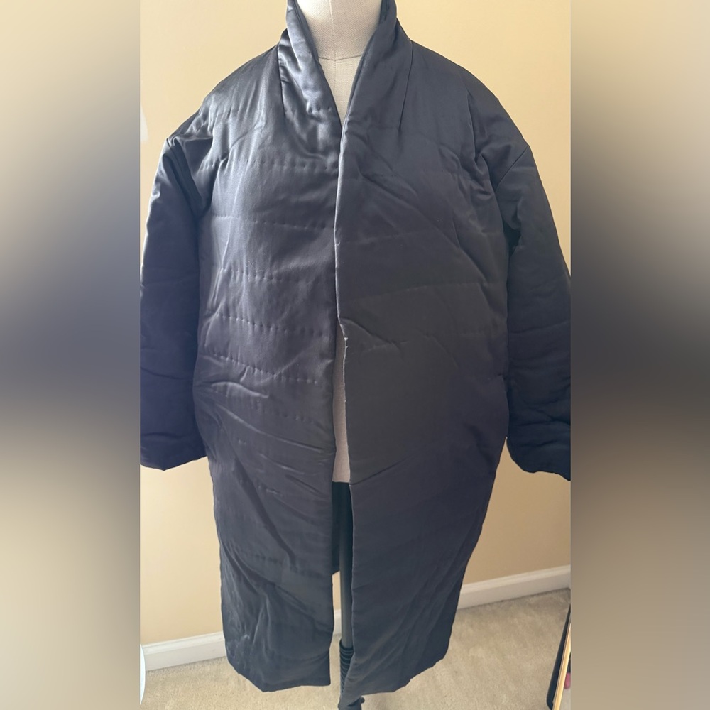 Eileen Fisher silk charmeuse quilted puffer coat size xxs NWOT